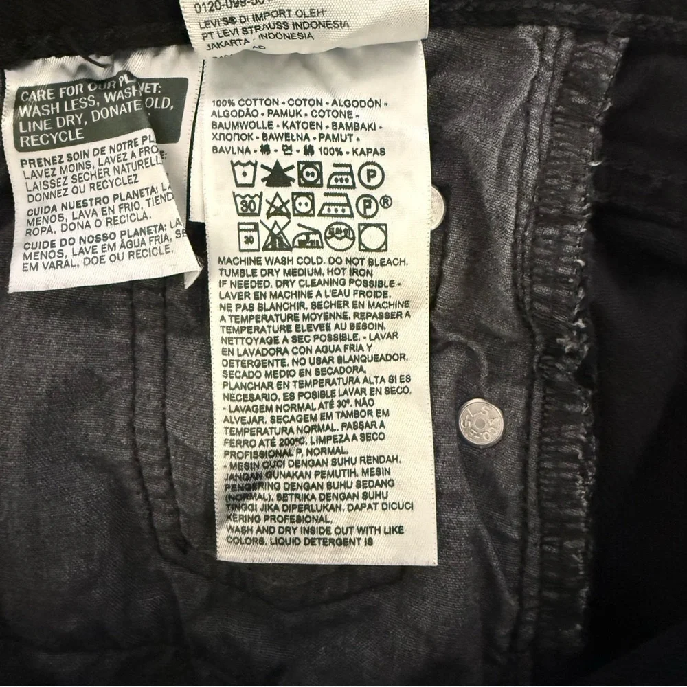 Levi's 501 S Skinny Premium Black 100% Cotton Jeans Size 25 x 28 - Picture 4 of 10